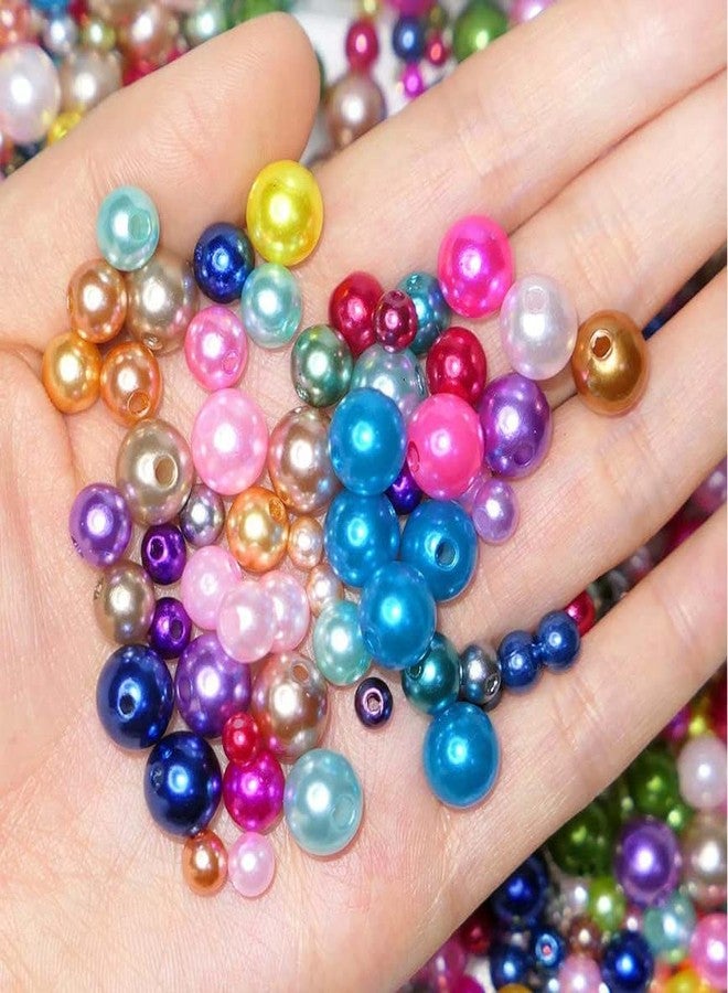 DIY Crafts 50 Pcs, Mix Color, Plastic Pearl Beads, Craft Pearls with Holes Bulk Round Mixed Color and Size Beads for Bracelets and Jewelry Making, 4-10MM As Im (50 Pcs, Mix Color) - Image 4